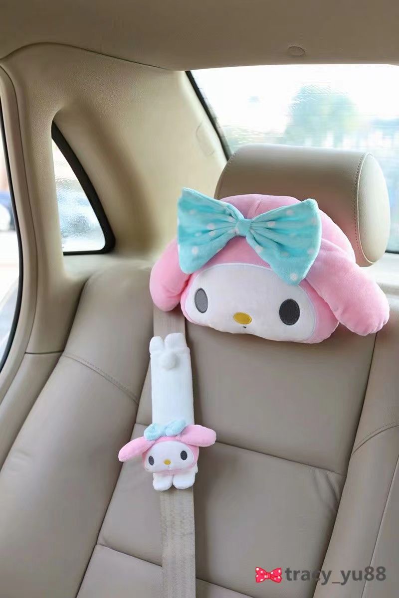 Cute car headrest Cushion Seat belt