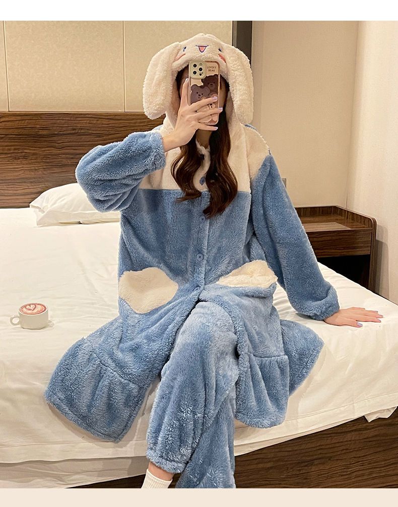 Thick coral fleece pajamas set