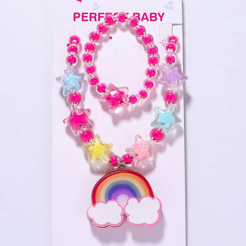 Lovely colorful luminous necklace bracelet set