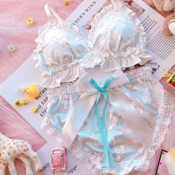 Cute girls without steel ring lace underwear set