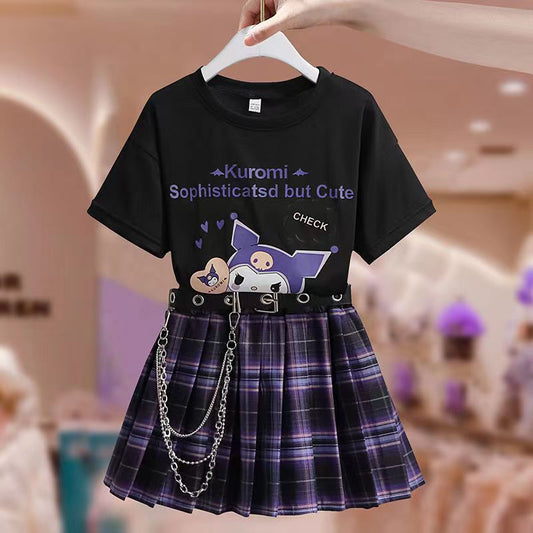 College style JK skirt set Tshirt+skirt