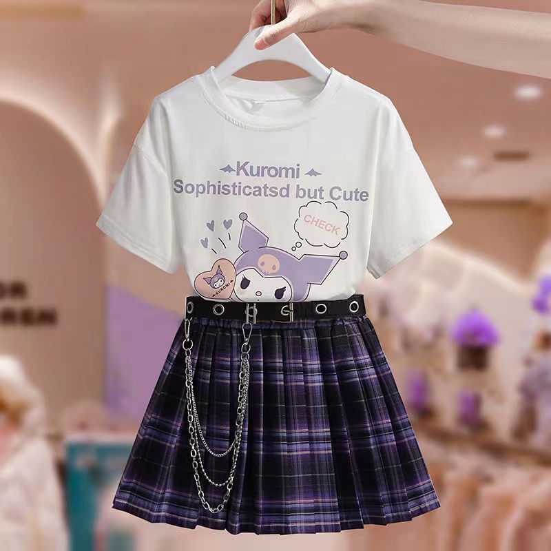 College style JK skirt set Tshirt+skirt