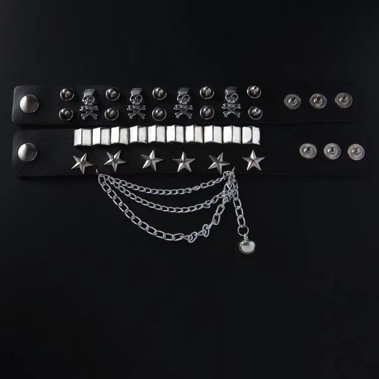 Punk skull studded bracelet